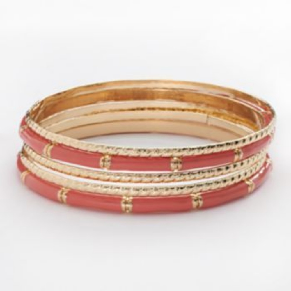 LC Lauren Conrad Twist Bangle Bracelet Set Pink - Picture 8 of 8